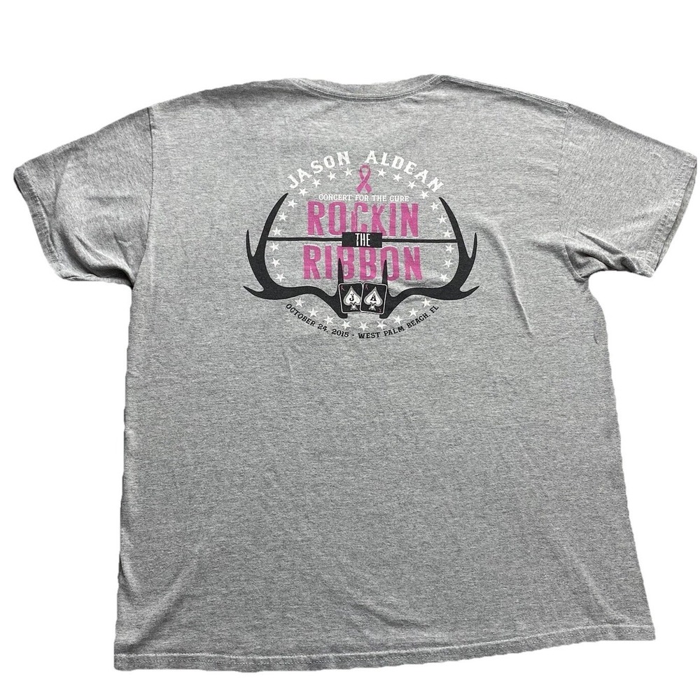 Jason Aldean Rockin The Ribbon 2015 Concert T Shirt Size Large FL Gray